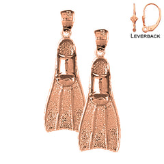 14K or 18K Gold Scuba Fin 3D Earrings