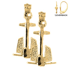 Pendientes 3D de ancla de plata de ley de 25 mm (chapados en oro blanco o amarillo)