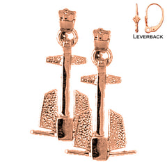 14K or 18K Gold Anchor 3D Earrings