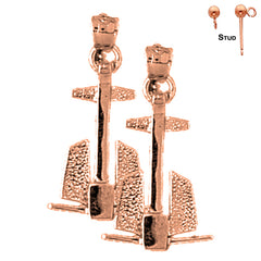 14K or 18K Gold Anchor 3D Earrings