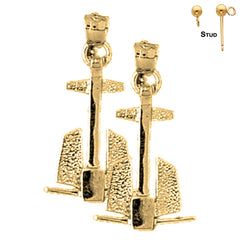 14K or 18K Gold Anchor 3D Earrings