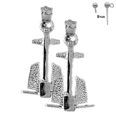 14K or 18K Gold Anchor 3D Earrings