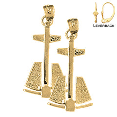 14K or 18K Gold Anchor 3D Earrings