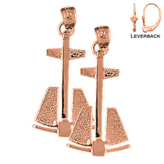 14K or 18K Gold Anchor 3D Earrings