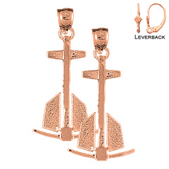 14K or 18K Gold Anchor 3D Earrings