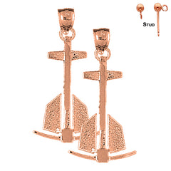 14K or 18K Gold Anchor 3D Earrings