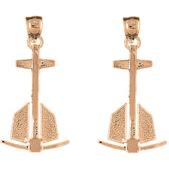 14K or 18K Gold 37mm Anchor 3D Earrings