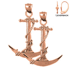 14K or 18K Gold Anchor 3D Earrings