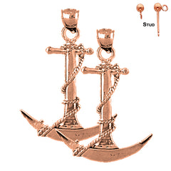 14K or 18K Gold Anchor 3D Earrings