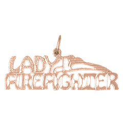 14K or 18K Gold Lady Firefighter Pendant