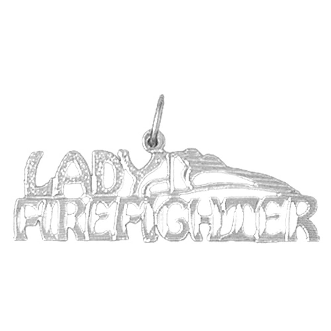 14K or 18K Gold Lady Firefighter Pendant