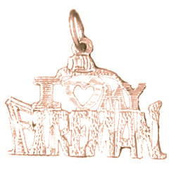 14K or 18K Gold I Love My Fireman Pendant