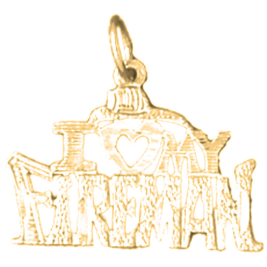 14K or 18K Gold I Love My Fireman Pendant
