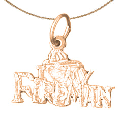 14K or 18K Gold I Love My Fireman Pendant