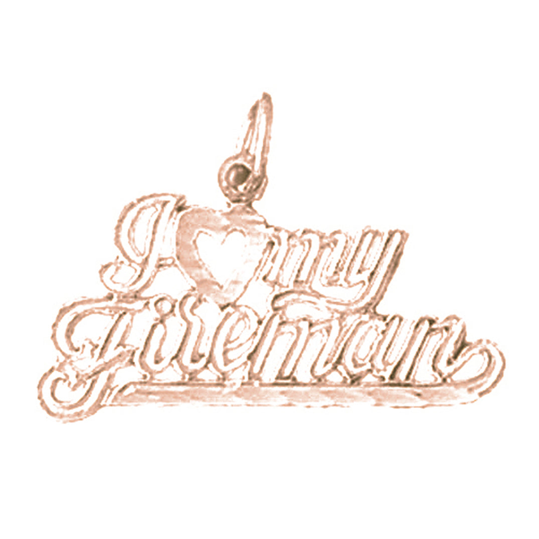 14K or 18K Gold I Love My Fireman Pendant