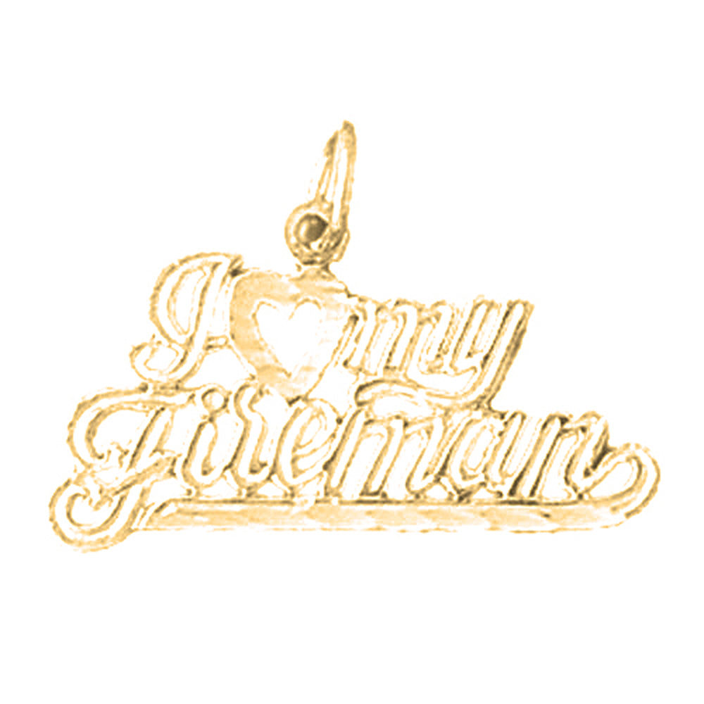 14K or 18K Gold I Love My Fireman Pendant