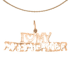 Colgante Amo mi bombero de oro de 14 quilates o 18 quilates