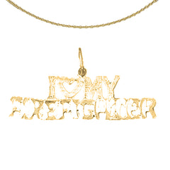 Colgante Amo mi bombero de oro de 14 quilates o 18 quilates