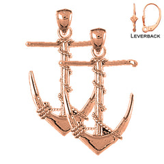 14K or 18K Gold Anchor 3D Earrings
