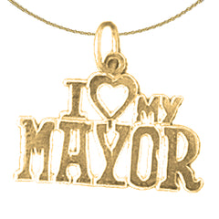 Colgante I Love My Mayor de oro de 14 quilates o 18 quilates