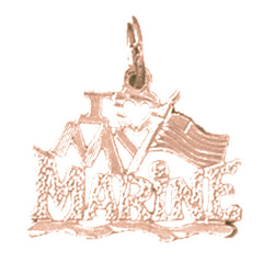 14K or 18K Gold I Love My Marine Pendant