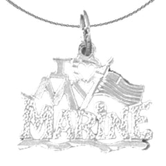 14K or 18K Gold I Love My Marine Pendant