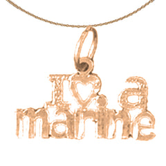14K or 18K Gold I Love A Marine Pendant