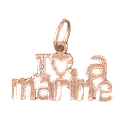 14K or 18K Gold I Love A Marine Pendant
