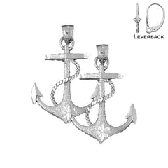 Pendientes de ancla con cuerda de oro de 14 quilates o 18 quilates de 43 mm