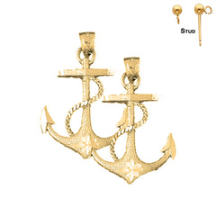 Pendientes de ancla con cuerda de oro de 14 quilates o 18 quilates de 43 mm