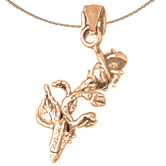 14K or 18K Gold Rose Flower Pendant