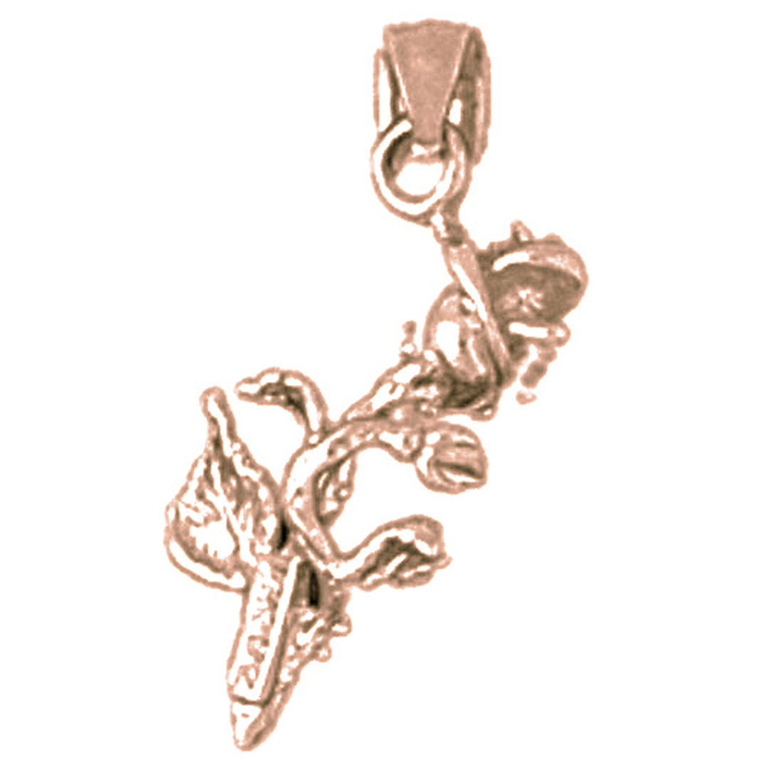 14K or 18K Gold Rose Flower Pendant