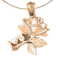 Anhänger „Ich liebe dich auf einer Rose“ aus 10 Karat, 14 Karat oder 18 Karat Gold
