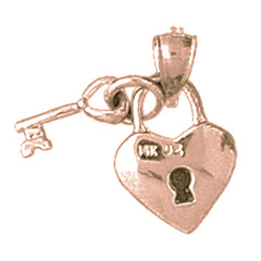 10K, 14K or 18K Gold Lock And Heart Pendant