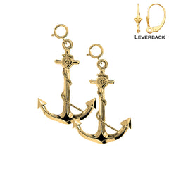 14K or 18K Gold 3D Anchor Earrings