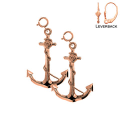 14K or 18K Gold 3D Anchor Earrings