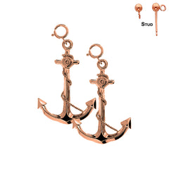 14K or 18K Gold 3D Anchor Earrings