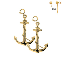 14K or 18K Gold 3D Anchor Earrings