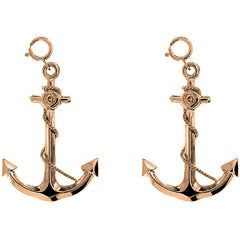 14K or 18K Gold 40mm 3D Anchor Earrings