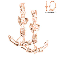 14K or 18K Gold 3D Anchor Earrings