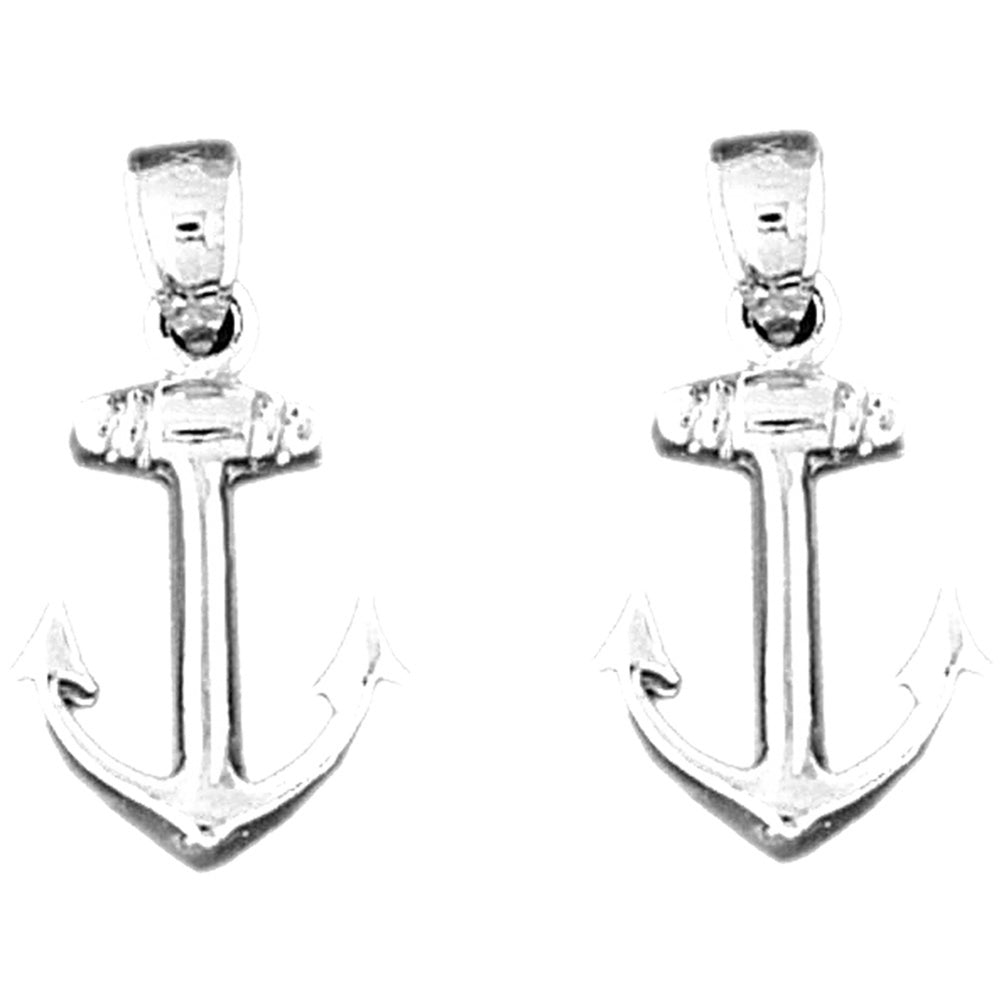 14K or 18K Gold 22mm Anchor Earrings