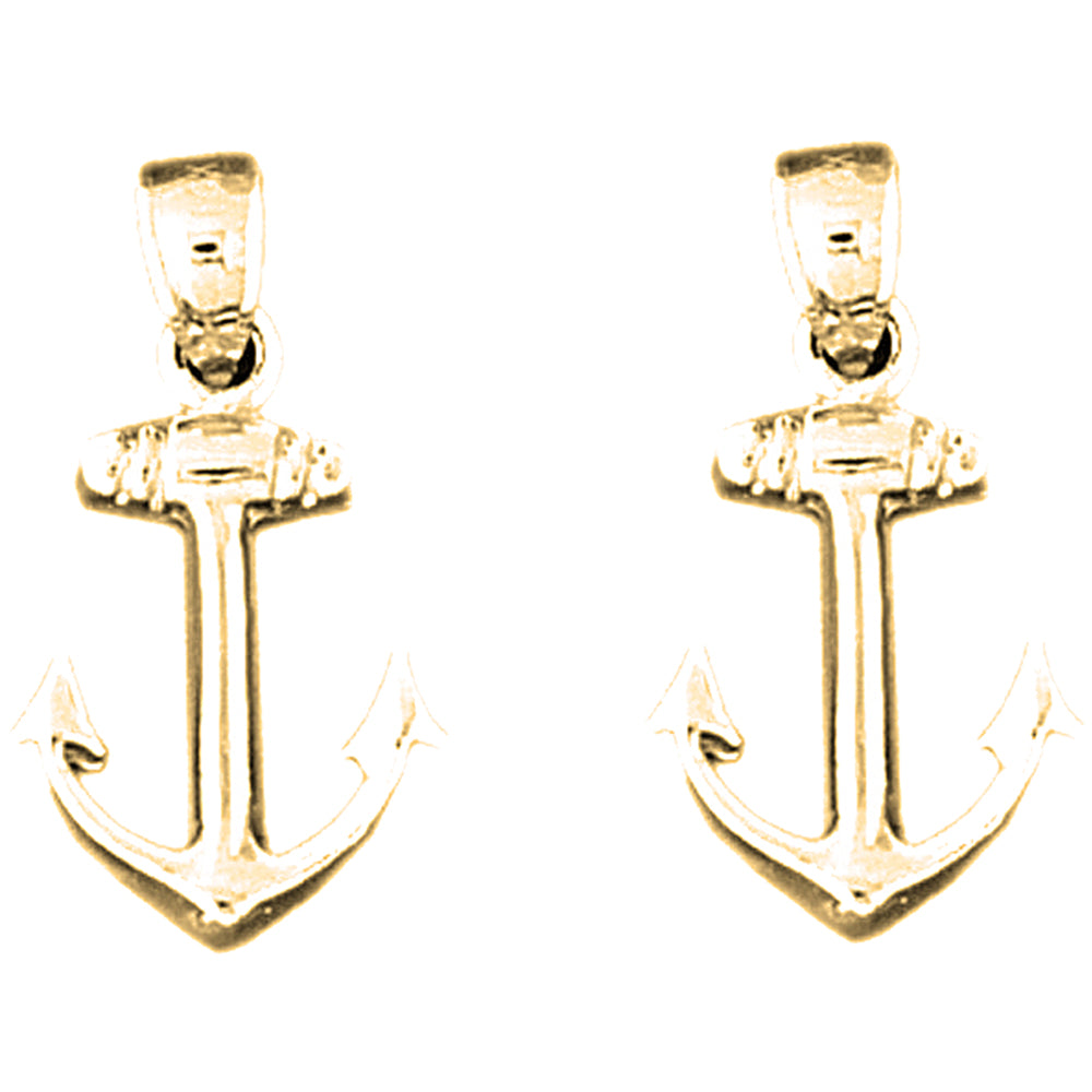 Yellow Gold-plated Silver 22mm Anchor Earrings