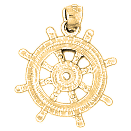 14K or 18K Gold Wheel Pendant