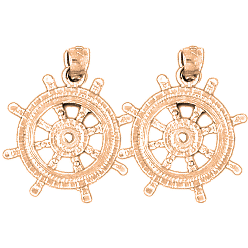 14K or 18K Gold 24mm Wheel Earrings
