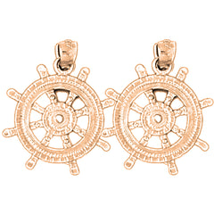 14K or 18K Gold 24mm Wheel Earrings