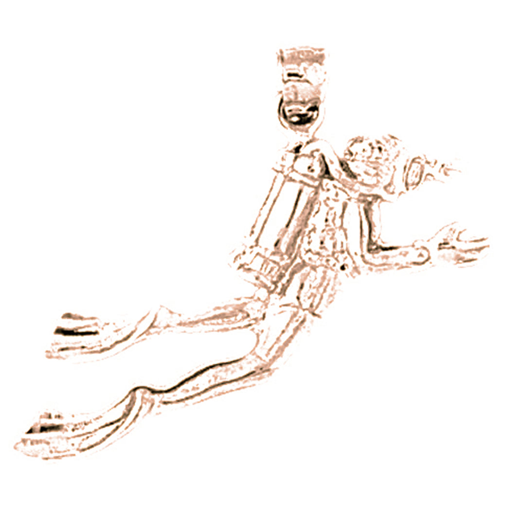 14K or 18K Gold Scuba Man Pendant