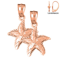 14K oder 18K Gold 23mm Seestern Ohrringe