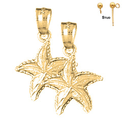 14K oder 18K Gold 23mm Seestern Ohrringe