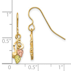 10K Tri-color Black Hills Gold Shepherd Hook Earrings