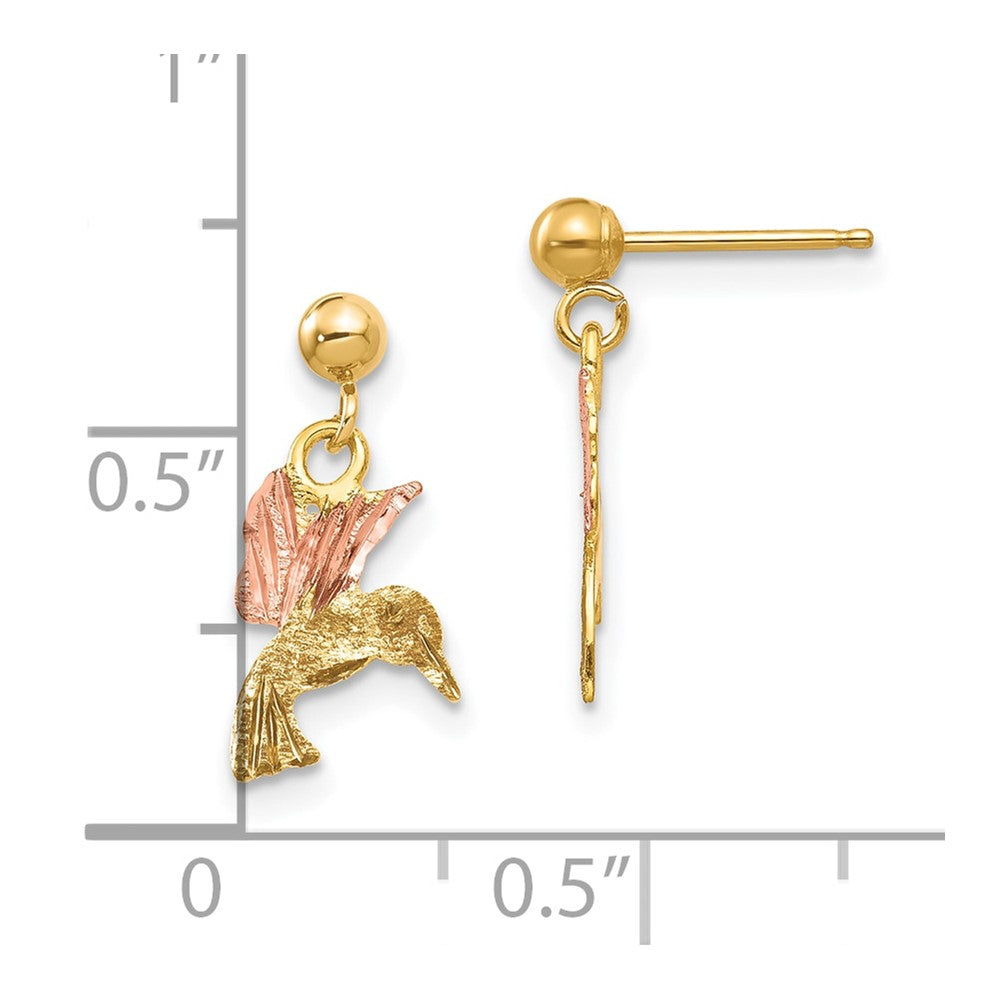 10K Tri-color Black Hills Gold Post Dangle Earrings